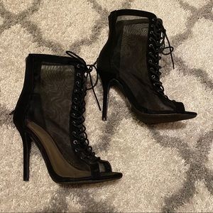 Mesh lace up ankle boots